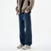 Men's Autumn/Winter Elastic Jeans 441g Straight Leg Loose Fit Imperial Blue Long Pants Versatile Mid Waist Slight Stretch_mkmklike.com