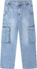 Spring And Autumn New Men's Elastic Fashion Multi-Pocket Loose Straight Jeans_mkmklike.com
