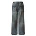 Post-apocalyptic Dirty Jeans Niche Street Trend Punk Paint Spray Dyeing Distressed Casual Straight Long Pants For Men_mkmklike.com