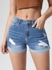Women's Clothing High-Waisted Denim Shorts Ripped And Cuffed High Elastic Trendy Hot Pants European And American Style_mkmklike.com