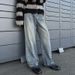 American Street Washed Vintage Jeans For Men, Spring And Autumn Clean Fit, Water Ripple Design, Straight Leg Pants_mkmklike.com
