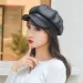 Hot Sale New PU Leather Berets Black Red Outdoor Adjustable Boina Female Autumn Winter Casual Lady Cap Hat for Women Берет_mkmklike.com
