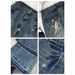 Women's Vintage Low-Rise Flared Jeans Retro Blue Distressed High-Waisted Stretch Denim Pants with Embroidery_mkmklike.com