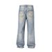 Men's Clothing High Street Washed Loose Wide Leg Pearl Full Diamond Patch Diamond Stacked Jeans Jeans_mkmklike.com