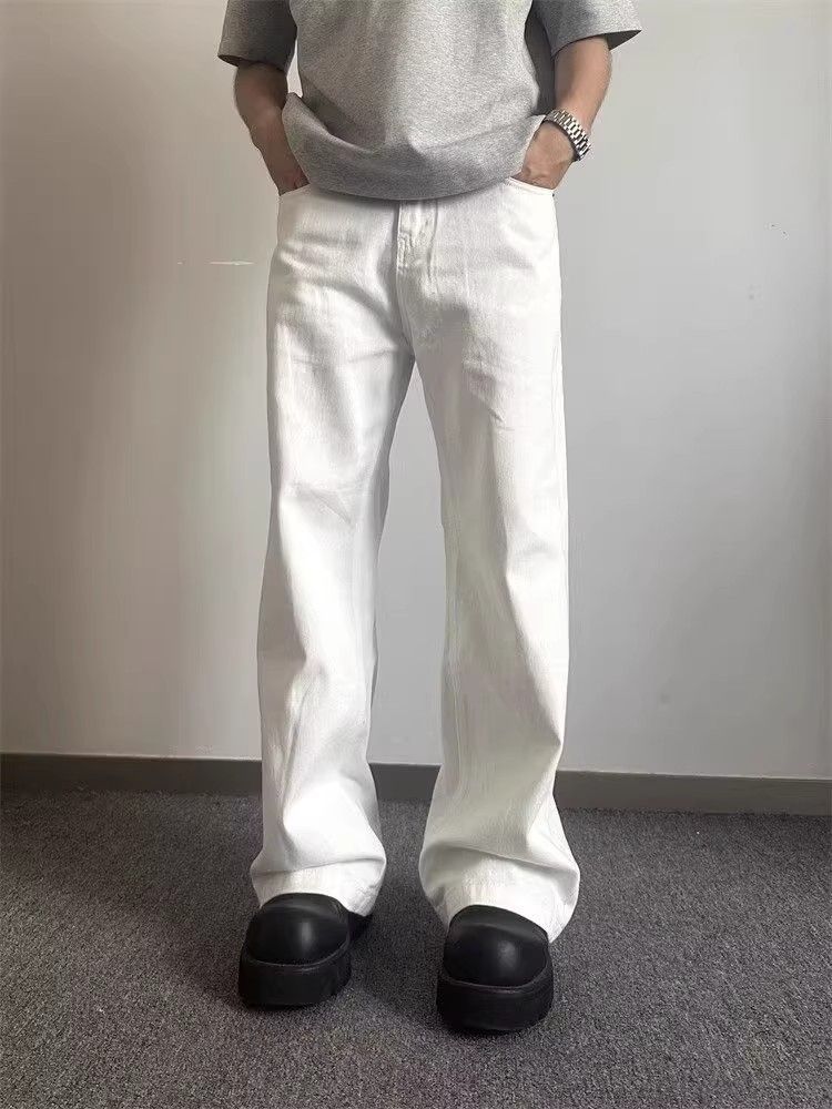 Men's White American Casual Jeans – Japanese Minimalist Workwear Straight Leg Loose Fit Denim Pants (S-3XL)_mkmklike.com