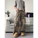 Men's Clothing Unisex Wide Leg Pants Street Style Patchwork Leopard Print Curved Blade Jeans Deconstructed Design_mkmklike.com