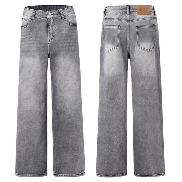 Men's Vintage Washed Tie-Dye Jeans – Distressed Grey Straight-Leg Baggy Denim Pants (S-2XL)_mkmklike.com