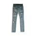 Men's Clothing Hand Painted Ink Splashed Jeans Washed And Distressed Ripped Trousers High Street Slim High Elastic Blue Diamond Bottom Plate Men_mkmklike.com