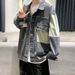 Color Blocked Workwear, Denim Jacket, Retro Top Jacket, Teenage Trendy Brand, Cool Denim Jacket_mkmklike.com