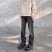 American Style High Street Cleanfit Nostalgic Washed Workwear Breasted Jeans Men's Trendy Straight Leg Slightly Flared_mkmklike.com