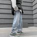 Spring And Autumn Fried Street Jeans Hong Kong Style Ins Trend Loose Casual Trousers Boys High Street Trend Brand Wide Leg Pants_mkmklike.com
