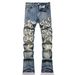 Men's Blue Retro High Street Motorcycle Jeans Stretch Embroidered Flared Trendy Youth Clothing 2026 Cross Border Trade Style 3833_mkmklike.com