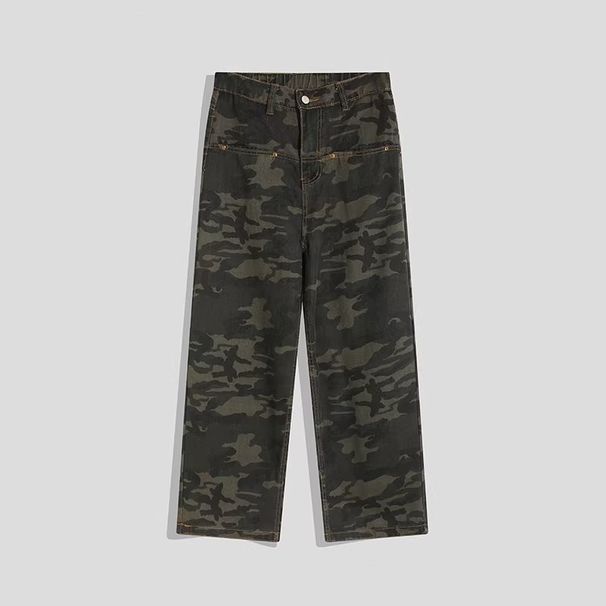 Men's Clothing Retro High Street Loose Camouflage Cargo Pants For Men And Women Trendy Autumn Style Cleanfit Trousers_mkmklike.com