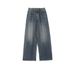 Vintage Washed Denim Jeans For Men – 90s Baggy Streetwear Pants (60% Cotton) – Relaxed Fit Straight-Leg With Dragging Hem For Hip-Hop & Y2K Style_mkmklike.com