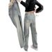 Women's Clothing High Waist Slim Fit Stretch Straight Leg Jeans Plus Size Slimming Embroidered Wide Leg Pants Floor Length Spring_mkmklike.com