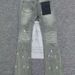 Men Women Y2K Flared Jeans, Vintage Charcoal Wash, Symmetrical Ripped Knees, Splatter, Summer_mkmklike.com