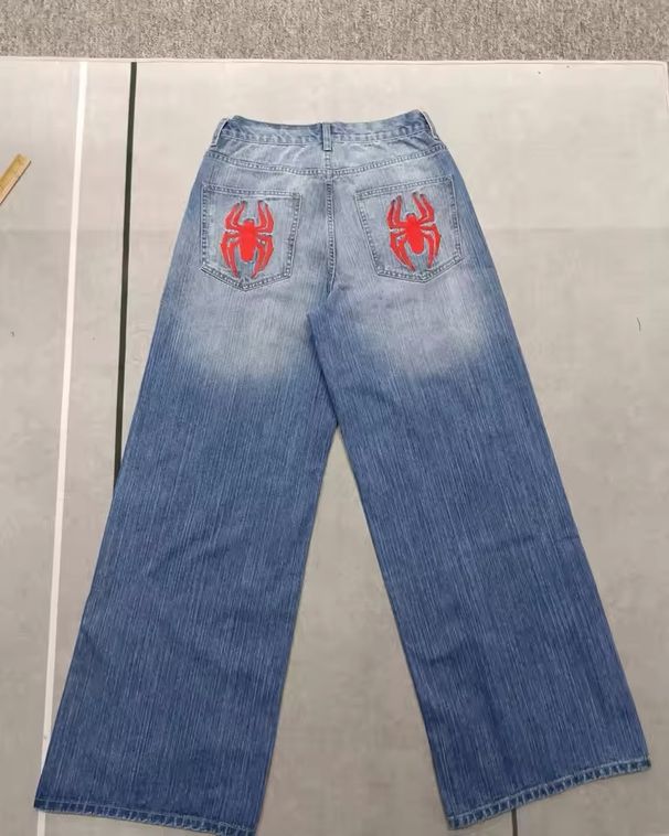 High Jeans Hip Hop Loose Men's Street Straight Wide Leg Casual Long Pants_mkmklike.com
