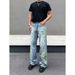 Cross Border Foreign Trade European And American Flower Pot Embroidery Skinny Jeans Slim Fit Men And Women Stretch Denim Straight Pants Trend_mkmklike.com