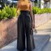 Women's Clothing Fashion High Waist Trousers INS Style PU Leather Pants Nightclub Metal Belt Wide Leg Pants_mkmklike.com