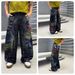 Men's Clothing Unisex Heavy Duty Faux Ripped Jeans Parisian Style American Streetwear Colorful Graffiti Wide Leg Loose Straight Leg Cotton Pants_mkmklike.com