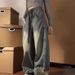 American Jeans Men's And Women's Retro High Street Vibe Design Sense Trendy Brand Wide-leg Loose Straight Tooling Casual Trousers_mkmklike.com