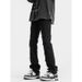 Nordmann High Street Patched Jeans Men Black American Retro Cargo Trendy Brand Straight Slim Casual Long Pants_mkmklike.com