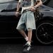 Men's Light Colored Distressed Loose Denim Shorts Summer American Style Ripped Casual Straight Leg Five Point Pants_mkmklike.com