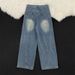 Men's Distressed Lightning Bolt Jeans – Deconstructed Blade-Cut Relaxed Fit Denim Pants With 3D Tailoring (M-3XL, Washed Blue)_mkmklike.com