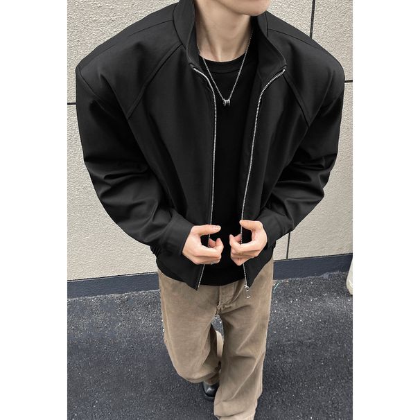 Cleanfit Deconstructed Three-proof For Men, Spring Trendy American-style Short Workwear Jacket With Stand-up Collar,_mkmklike.com