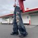 Men's Street Style Hip Hop Ripped Jeans Trendy Brand Washed Loose Casual Straight Leg Oversize Wide Leg Pants_mkmklike.com