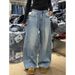 Women's Clothing Plus Size Rhinestone Denim Jeans Loose Slimming Wide Leg Floor Length Pants Retro Design For Women Sexy Autumn Winter_mkmklike.com