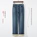 High-Quality Thickened Fleece-Lined Straight-Leg Jeans 2025 Autumn/Winter Warm Slim-Fit Cigarette Pants For Petite Women_mkmklike.com