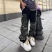 Men's Clothing European And American High Street Pocket Camouflage Workwear Patchwork Jeans Men's Trendy Loose Straight Personality Trousers_mkmklike.com
