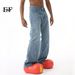 EF JEANS | 2024 New Product, Retro Water Ripple Slim Straight Washed Jeans Tide_mkmklike.com