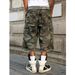 Men's Street Style Summer Casual Camouflage Capri Shorts Distressed Frayed Silhouette Loose Fit Workwear_mkmklike.com