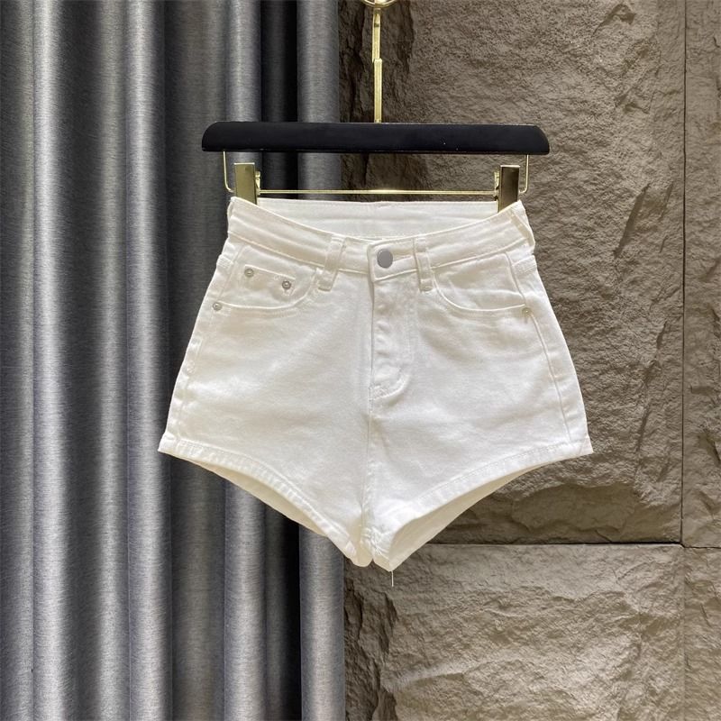 White Denim Shorts for Women European Style Slimming High-Waisted Tight Fitting Summer Hot Pants 2025 Korean Fashion Sexy_mkmklike.com