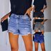 Women's High-Waisted Ripped Denim Shorts – Stretch Comfort, Distressed Style & Trendy Frayed Hem_mkmklike.com