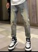 Autumn New Loose Straight Jeans Men's Fashion Personality Retro Embroidery Trend Casual Pants Versatile Trousers_mkmklike.com