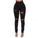K New Black And White Stretch Ripped Jeans For Women, Slim Fit Pants_mkmklike.com