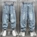 Men's Harem Jogger Jeans Loose Fit American High Street Style Trendy Versatile Patchwork Casual Pants Cropped_mkmklike.com