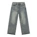 Men's Clothing Raw Edge Washed Distressed Wide Leg Jeans Men's Retro Loose Straight Versatile Trousers_mkmklike.com