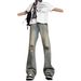 Ripped Jeans Men's Straight Loose Washed Retro American High Street Pants Trendy Brand Ruffian Handsome Scimitar Slightly Pulled Pants_mkmklike.com