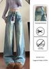 Retro High-waisted Washed Wide-leg Jeans For Women, 2025 Autumn Winter New Style, Loose And Slimming Design With_mkmklike.com