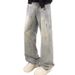 Men's Clothing Men's Street Style Cleanfit Loose Long Pants Versatile Jeans Washed Distressed Splatter Paint_mkmklike.com
