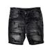 Men's Distressed Denim Shorts With Rhinestone Details - Stretch Slim-Fit Mid-Thigh Casual Shorts For Summer (Dark Grey)_mkmklike.com