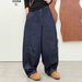 Clair Fleece-Lined Thickened Denim Wide-Leg For Women 2025 Winter New Elastic Waist Retro Loose Solid Color Scimitar Pants_mkmklike.com