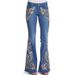 Trendy Girl Closet Trendy Girl Closet Cross-border European And American Women's Fashion Trendy Embroidered Jeans Heavy Embroidery Slim Fit Flared_mkmklike.com