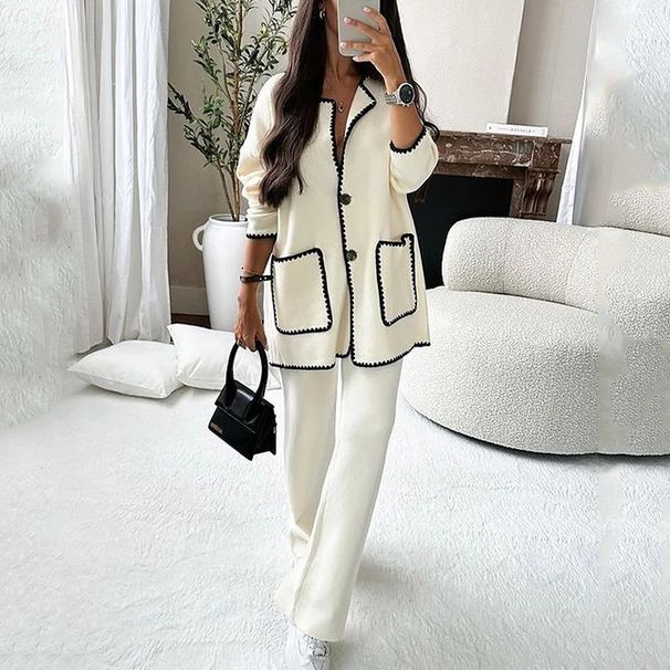 Women's suit autumn new fashion casual loose solid color two-piece set_mkmklike.com