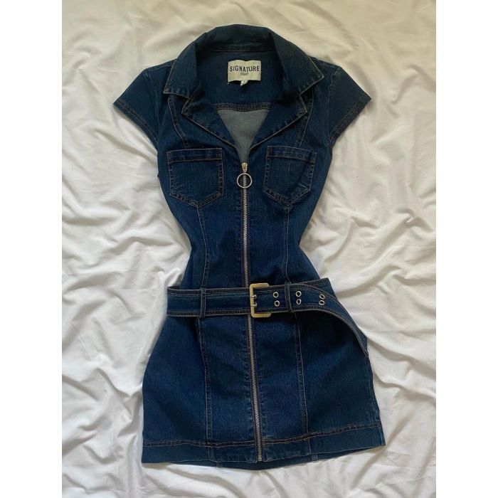 American Style Sweet Cool Spicy Girl Denim Dress, Women's Summer New Style, Niche Design Sense, Waist Cinching And_mkmklike.com