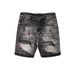 Summer New Washed Slim Fit Men's Denim Shorts Black And Gray Elastic Waist Ink Splash Hole Patch Casual Style_mkmklike.com